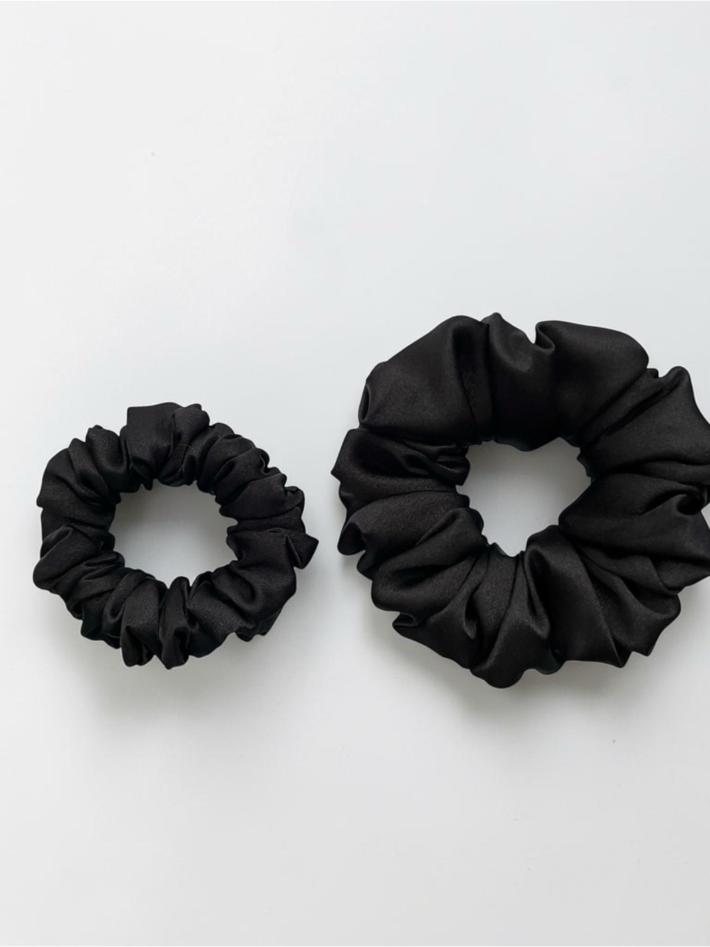 Black Satin Hair Scrunchies Set